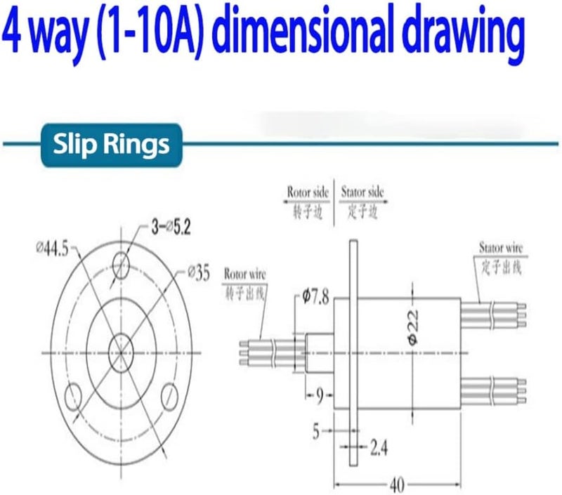 QL-LINRUN Electrical Slip Ring Slip Ring Electrical Connector Slip Ring Slip Ring Connector Motor Slip Ring Rotating Connector 4 Wires 10A Diameter 22mm - Image 5